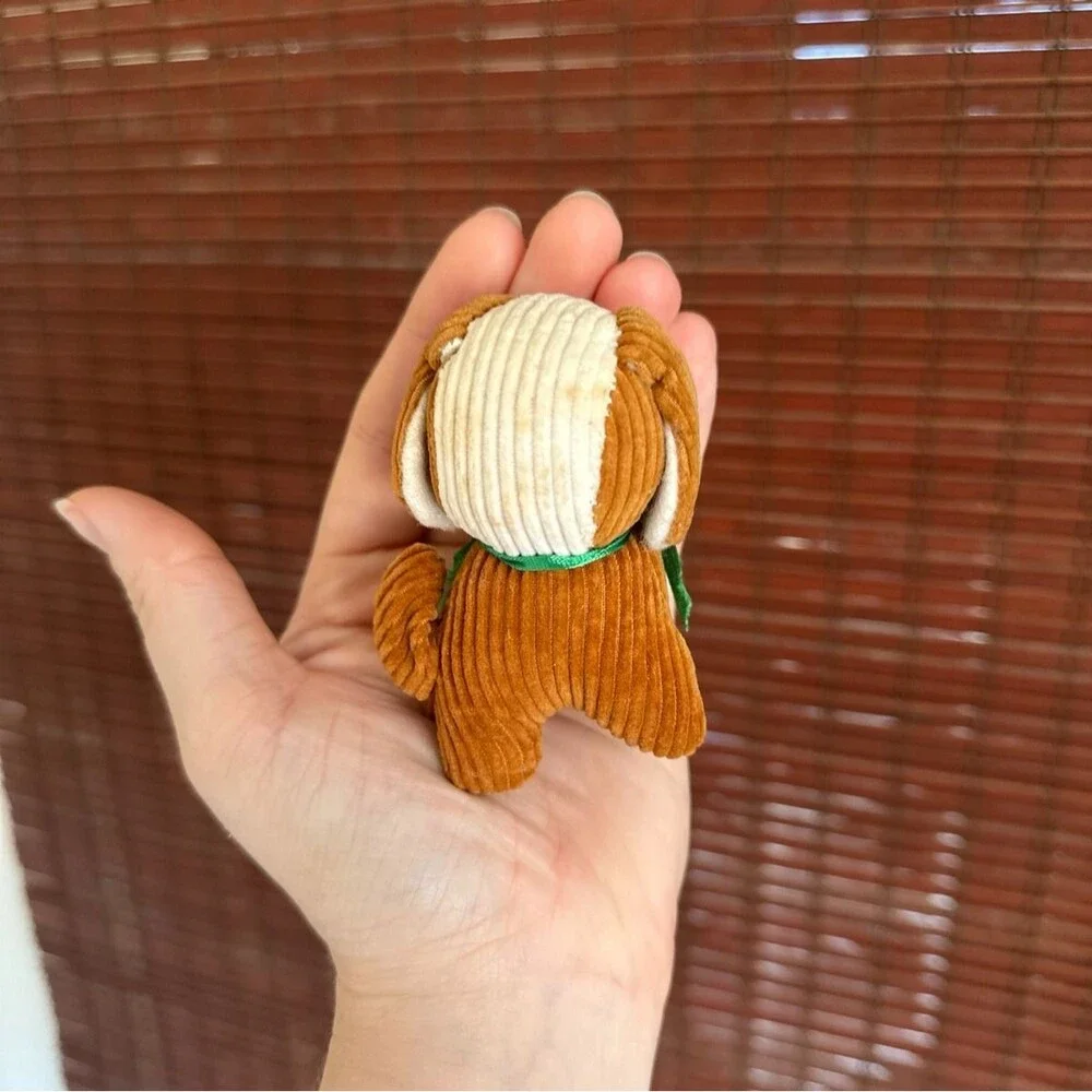 Handmade Vintage Corduroy Small Stuffed Dog Trinket Shelf Figure Toy
